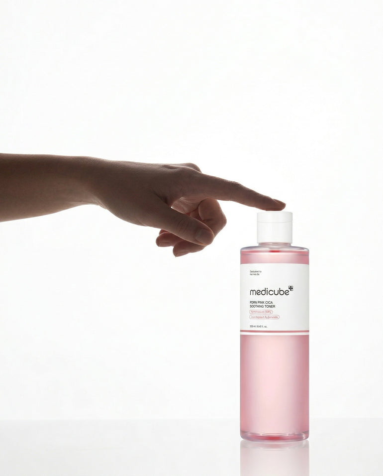 Medicube PDRN Cica Soothing Toner Model Fingertip Korean Skincare
