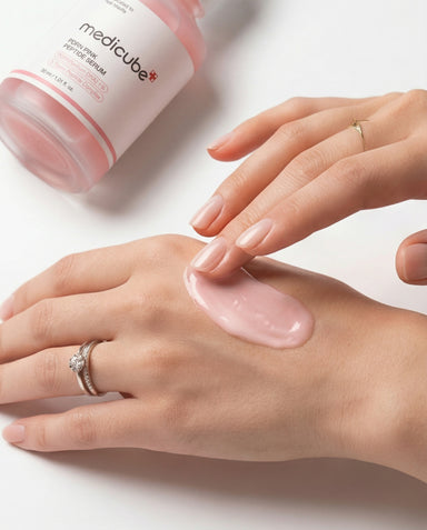 Medicube PDRN Pink Peptide Serum Model Application Korean Skincare